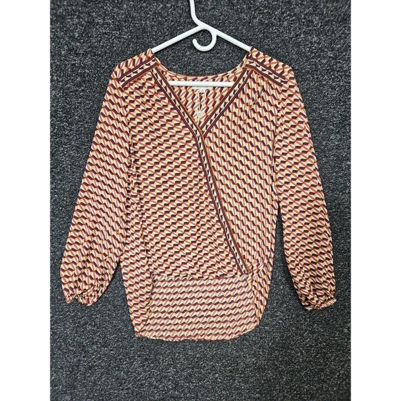 Max Studio Women's Small Southwest Geometric Wrap V-Neck Pullover Blouse NWT NEW - Picture 2 of 11